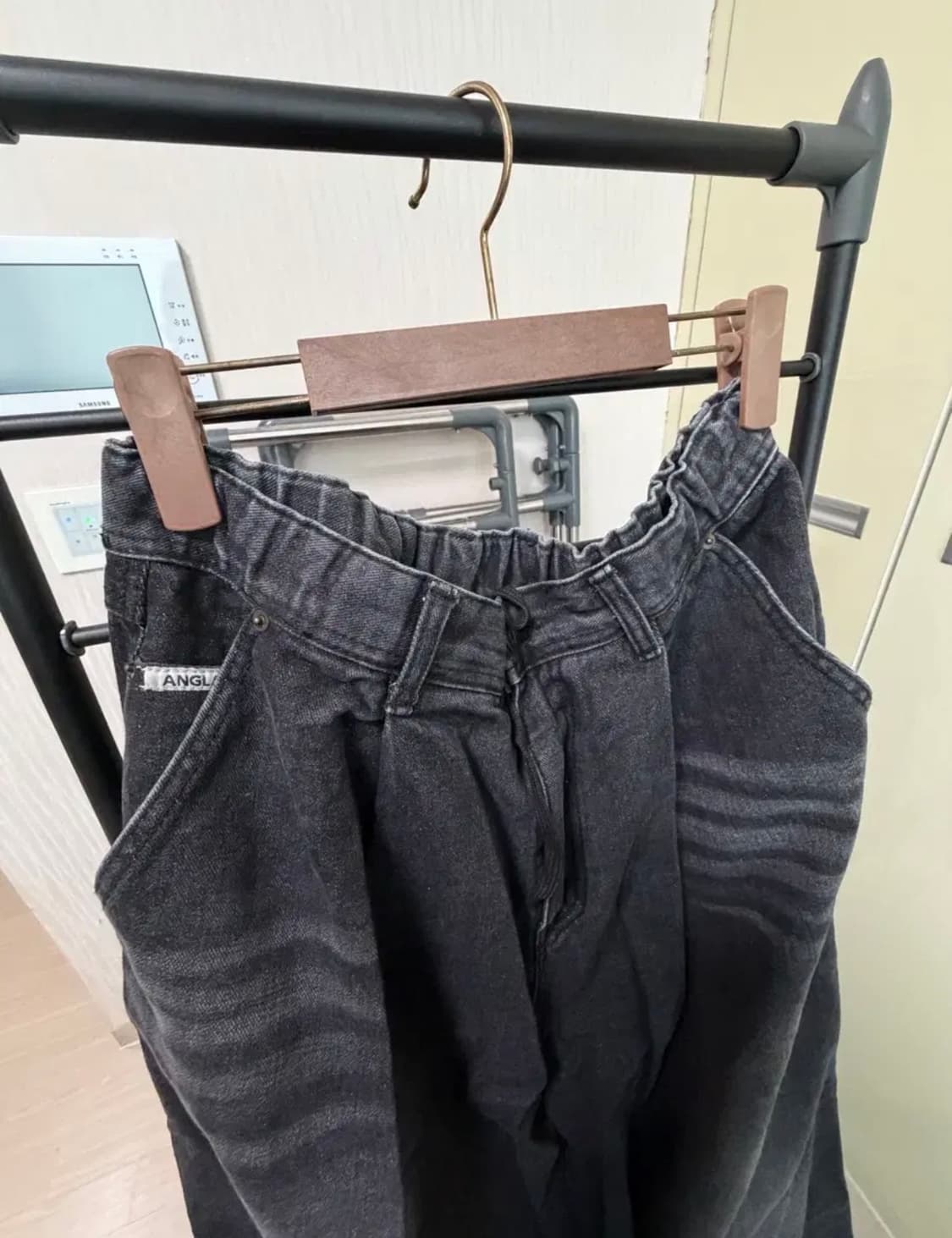 앵글런 흑청 데님 벌룬 팬츠 상품이미지2