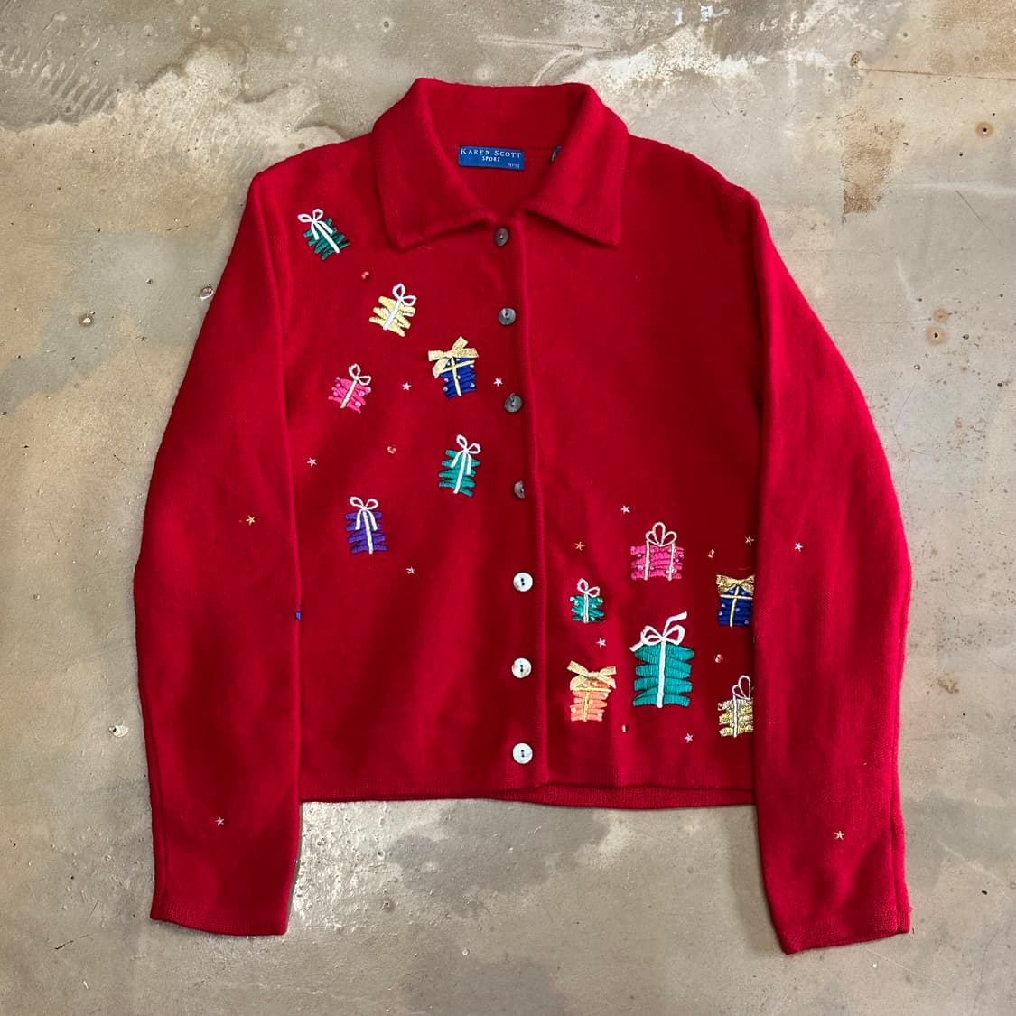 S VTG 90년대 레드 울 어글리 크리스마스 가디건 상품이미지2
