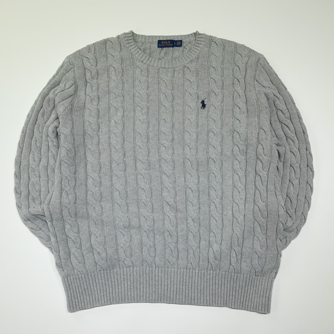 CK003 L 폴로 00s 케이블 라이트그레이 니트 스웨터 상품이미지1