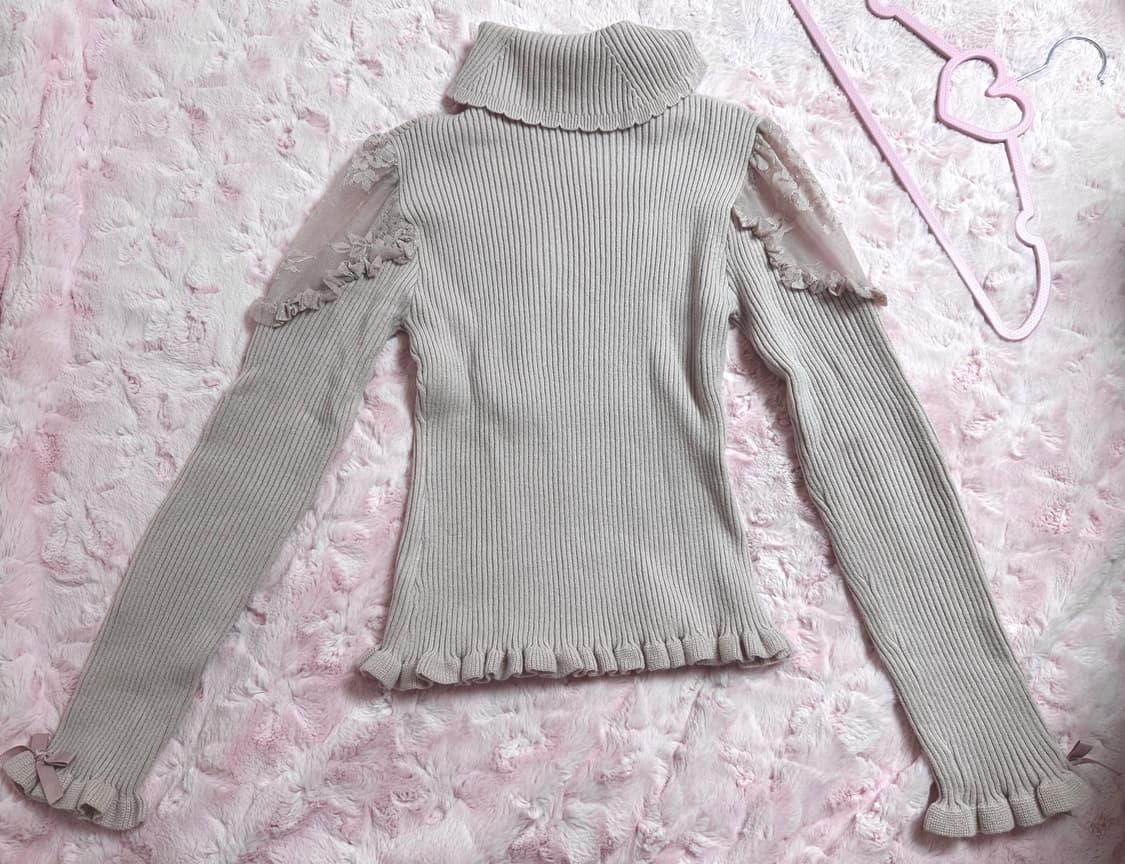 리즈리사 목걸이가 달린 리브 니트 양산형 양지뢰 달천깔 히메갸루 빈티지 상품이미지3