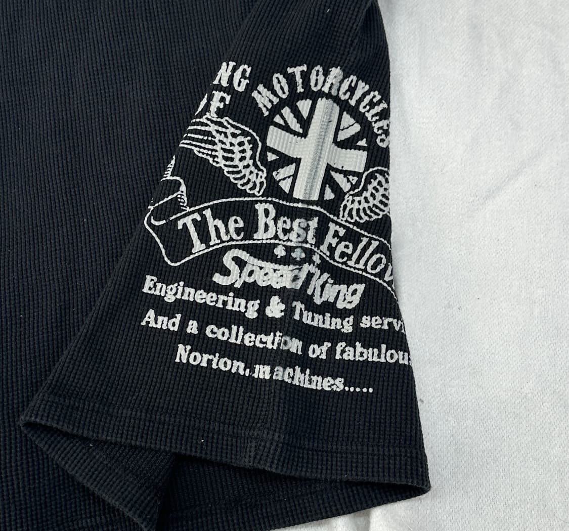 🎸나나깔 프린팅 와플 슬리브리스🎸락 펑크 이너 레터링 블랙 데빌  상품이미지8