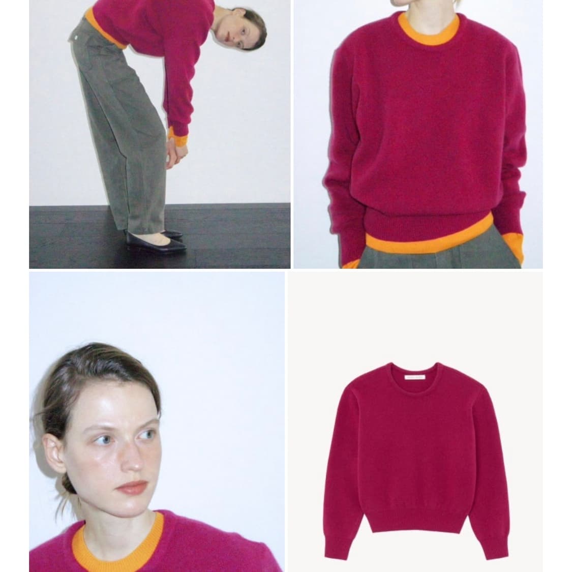 문달 베이직 라운드니트 마젠타 M 상품이미지2