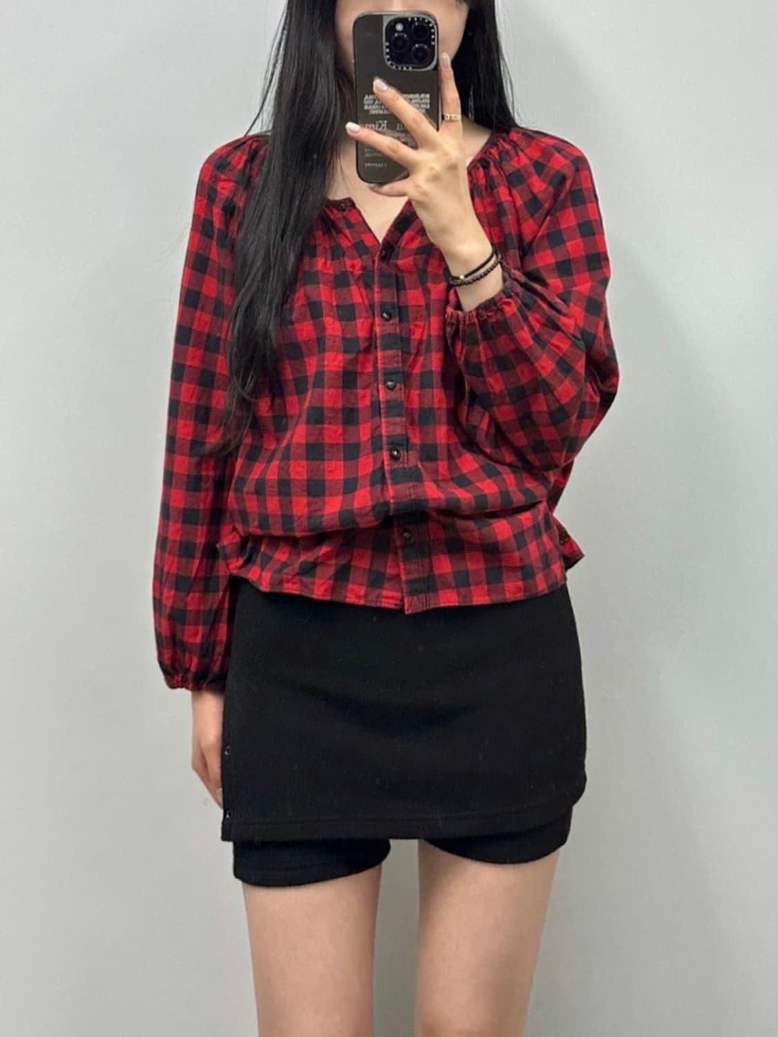 폴로 랄프로렌 체크 프릴 라운드 셔츠  상품이미지1