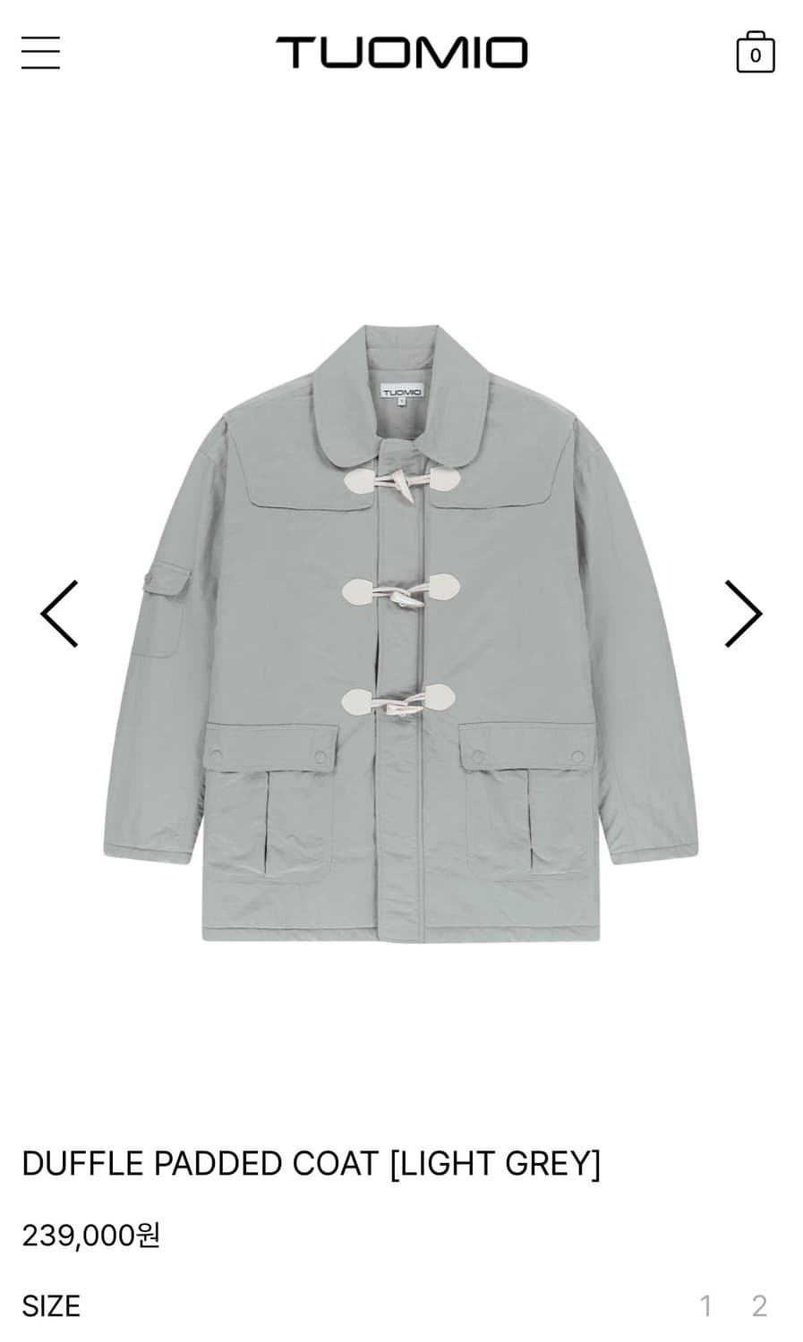 뚜오미오 더플 패디드 코트 라이트 그레이 상품이미지1