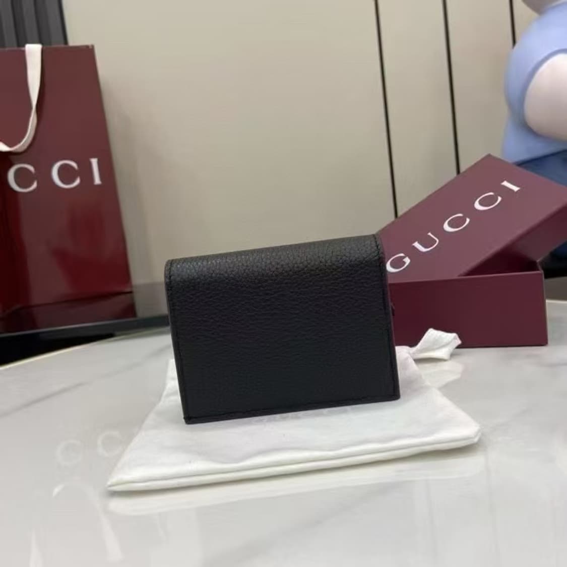 구찌 GG 마몽 레더 카드 케이스 지갑 블랙 상품이미지2