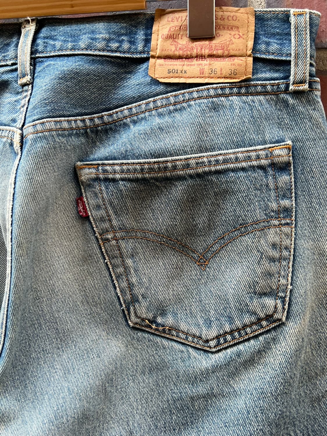 00's [36] 리바이스 501 커스텀 디스트로이드 리페어 데님 팬츠 상품이미지8