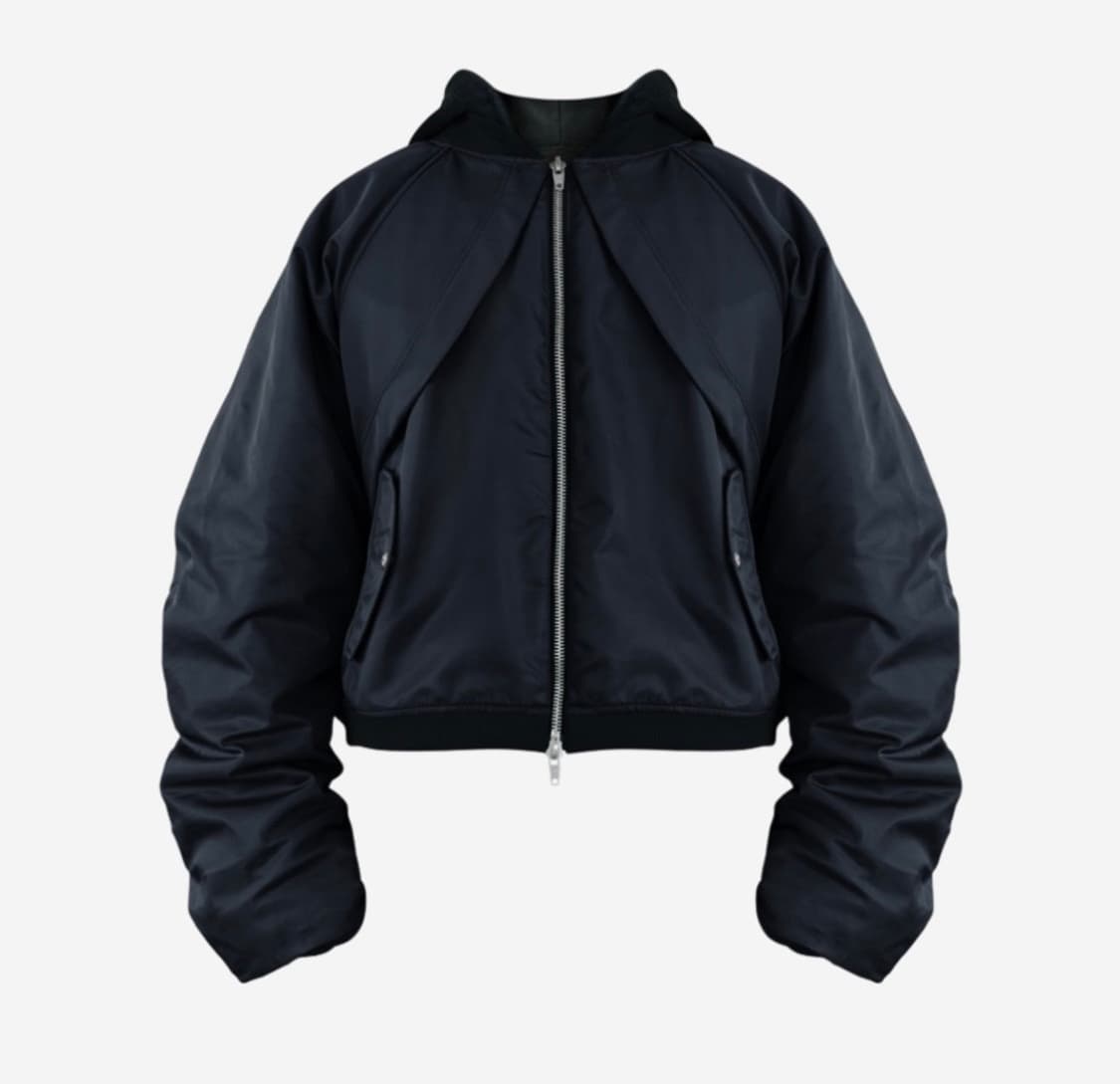 [2] 파프롬왓 오버사이즈 후드 봄버 블랙 상품이미지1