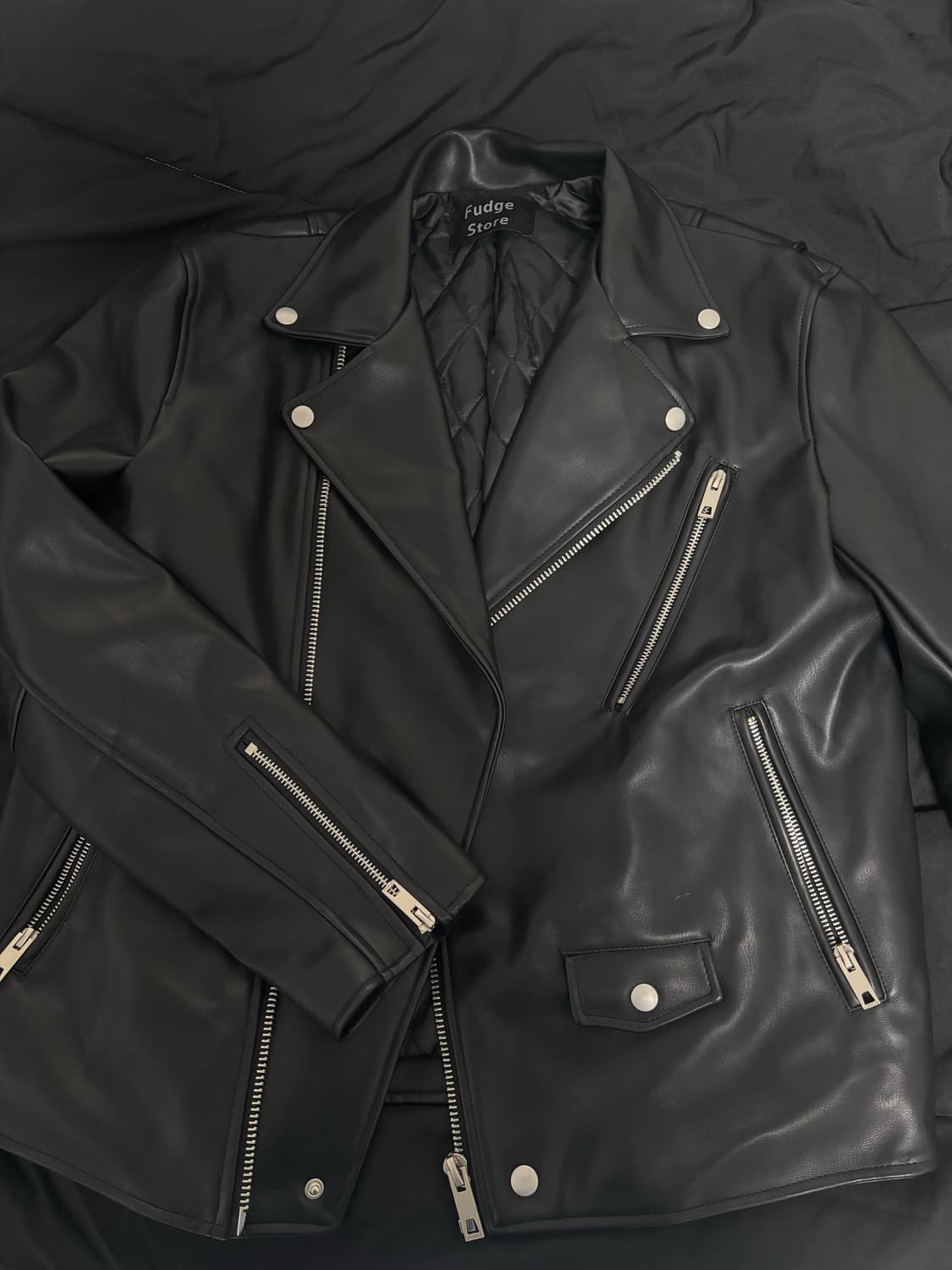 블랙 레더 라이더 자켓 상품이미지1