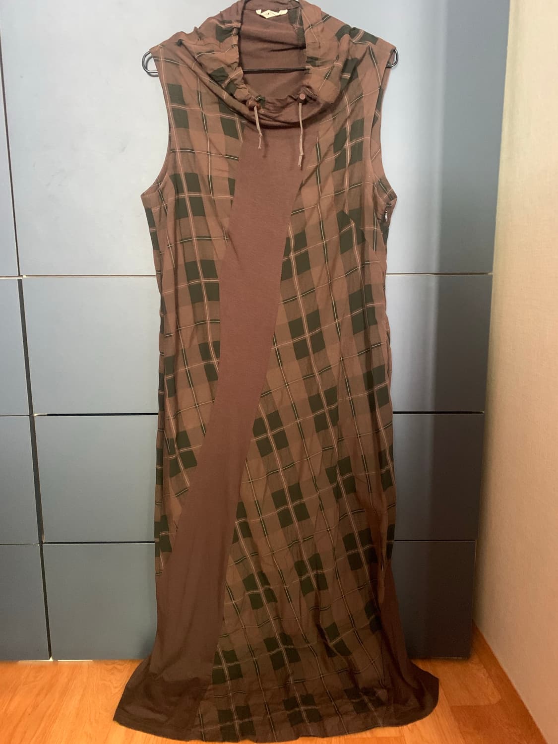 체크 롱 펑크 나시 원피스 상품이미지1