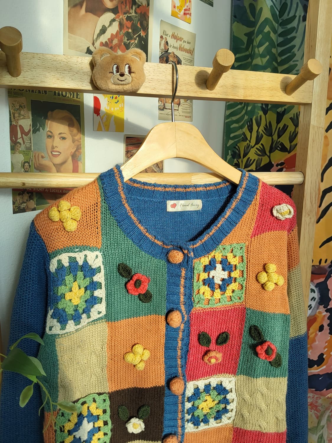 플라워 패치워크 폼폼 가디건 상품이미지2