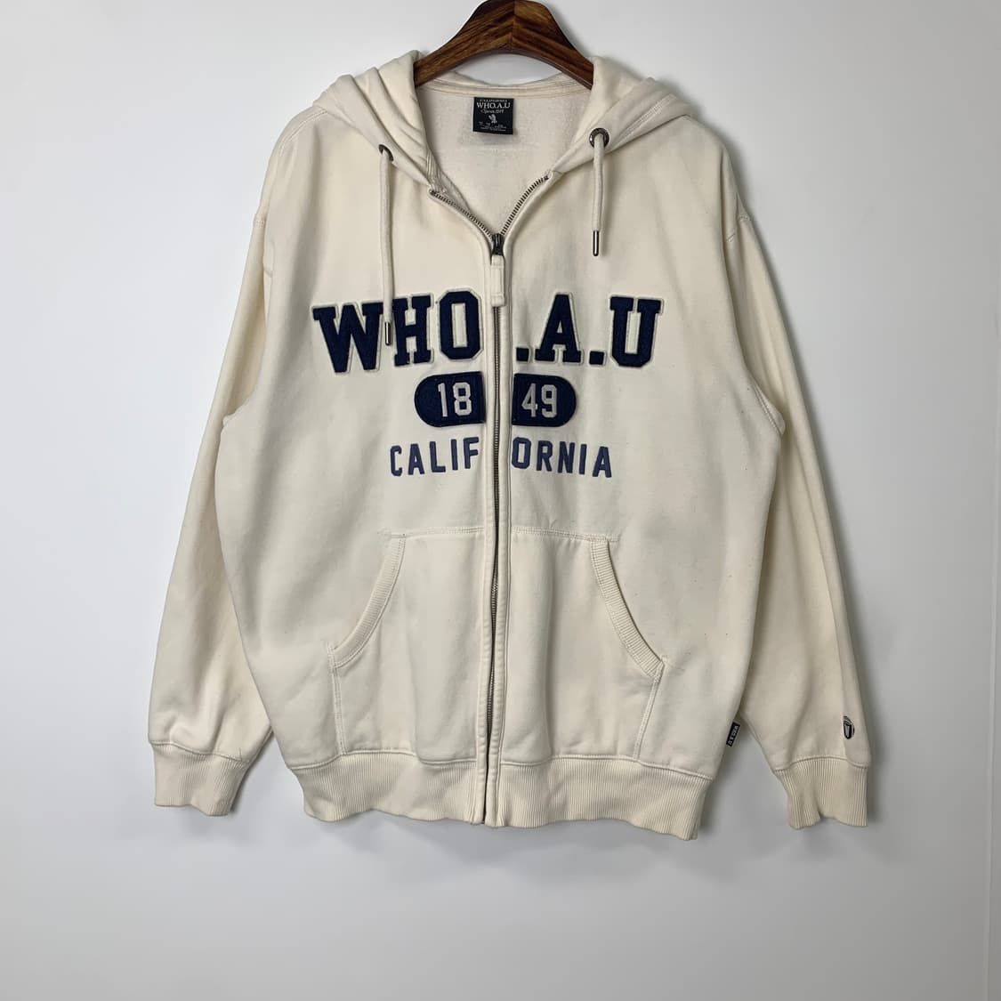 후아유 y2k 와투케 크림 후드집업 상품이미지2