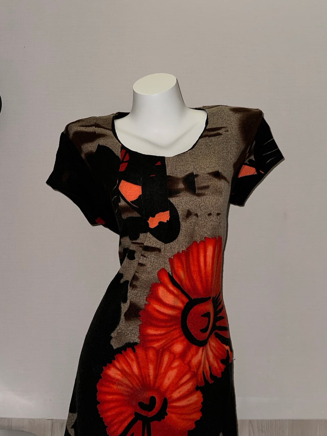 빈티지 플라워 오리엔탈 니트 반소매 원피스 상품이미지4