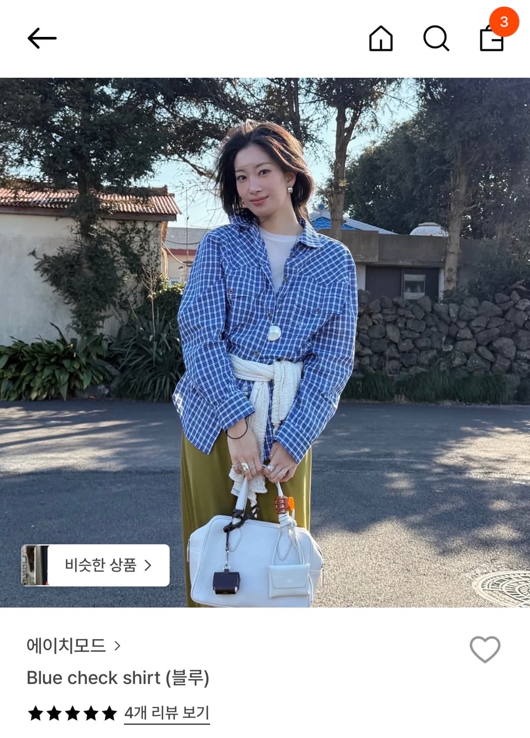 에이치모드 hmode blue check shirt 상품이미지1