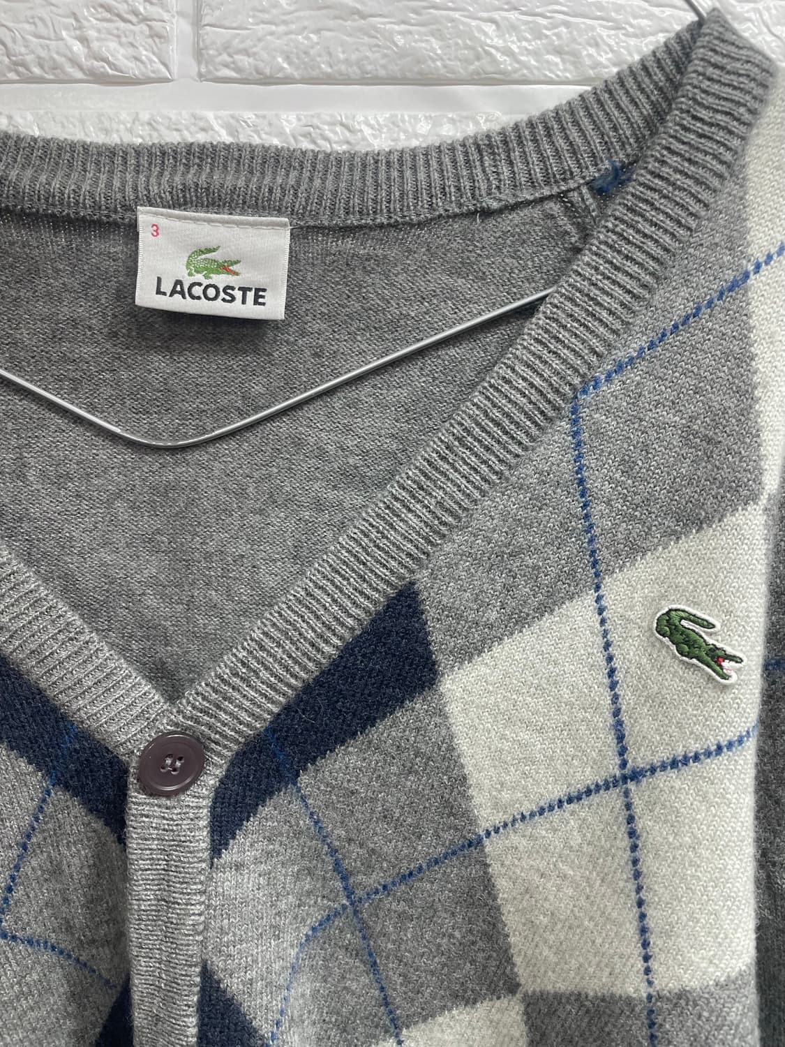 라코스테 아가일 니트가디건 울가디건 울100% 상품이미지2