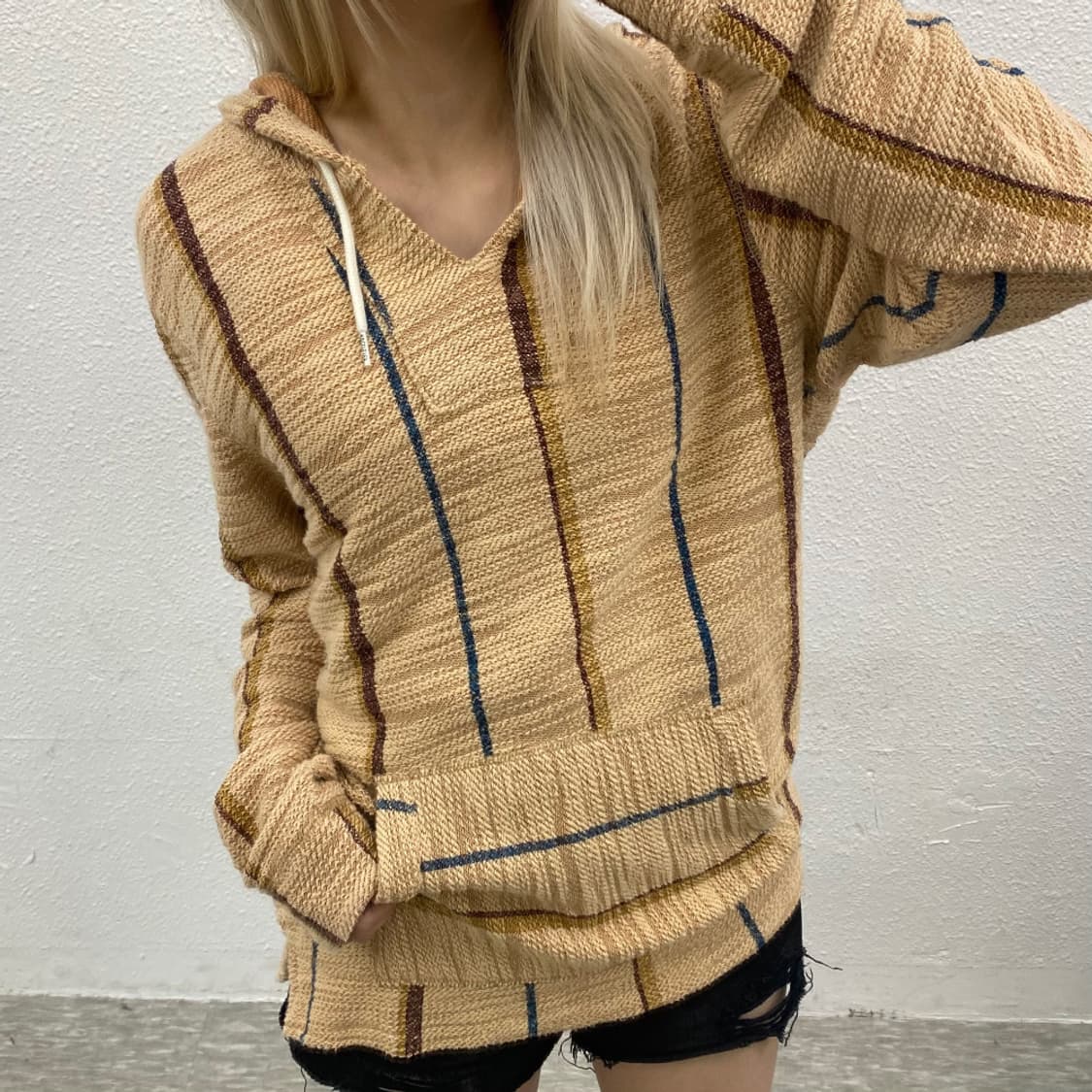 홀리스터 멀티컬러 배색 베이지 후드 M 상품이미지1