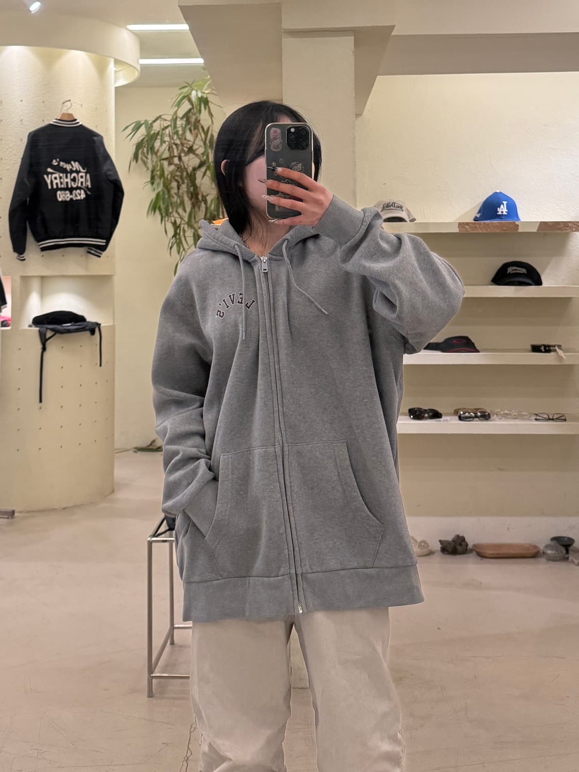 리바이스 빅로고 그레이 스웻 후드집업 U666 상품이미지1