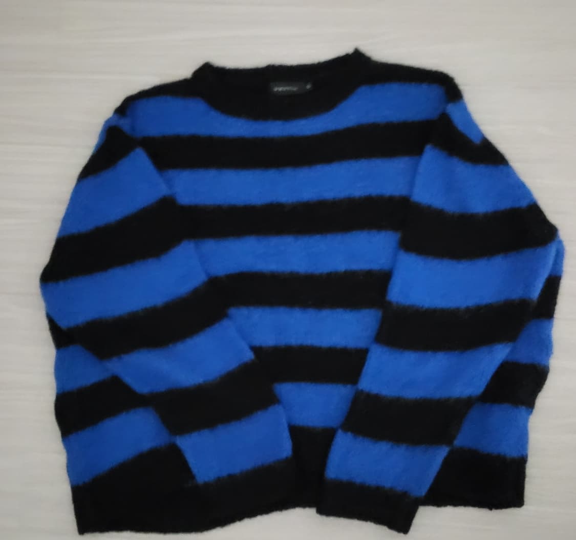 원더플레이스 바스틱 펑크 블루 블랙 니트 스웨터 상품이미지1