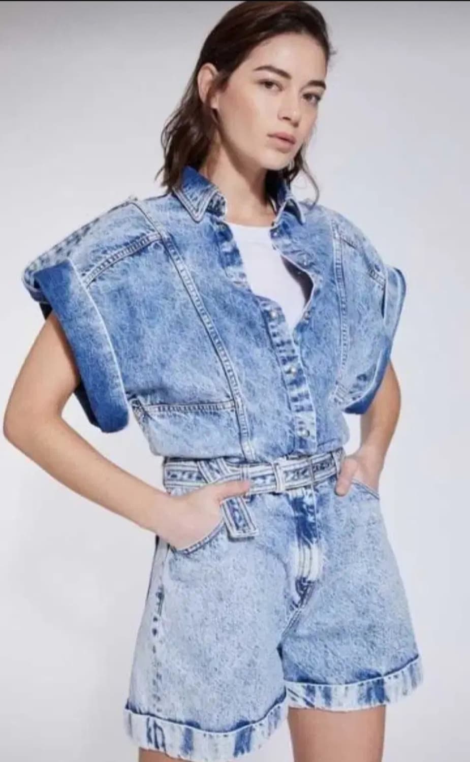 이로 데님 점프수트 44~55사이즈 상품이미지1