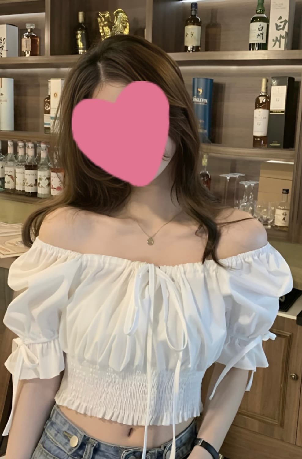 (새상품) 오프숄더 크롭 스퀘어넥 블라우스 FREE 상품이미지1