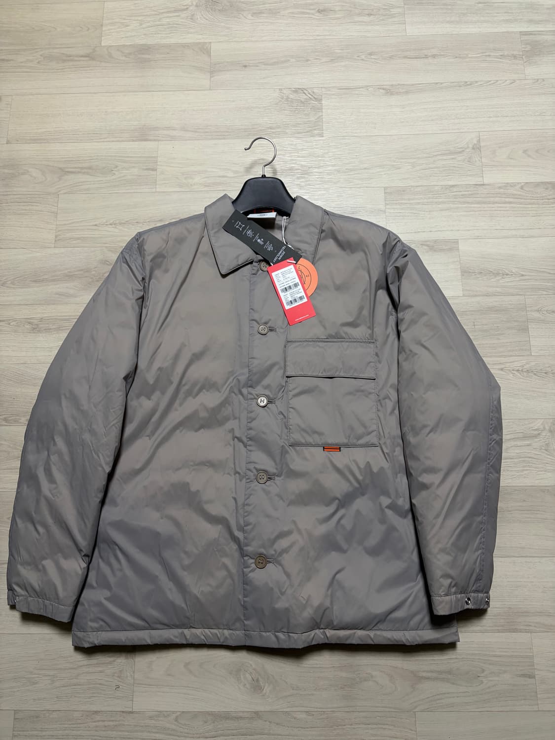 뉴발란스x호텔990 구스다운 패딩 셔츠 자켓 라이트 브라운 L 판매 상품이미지1