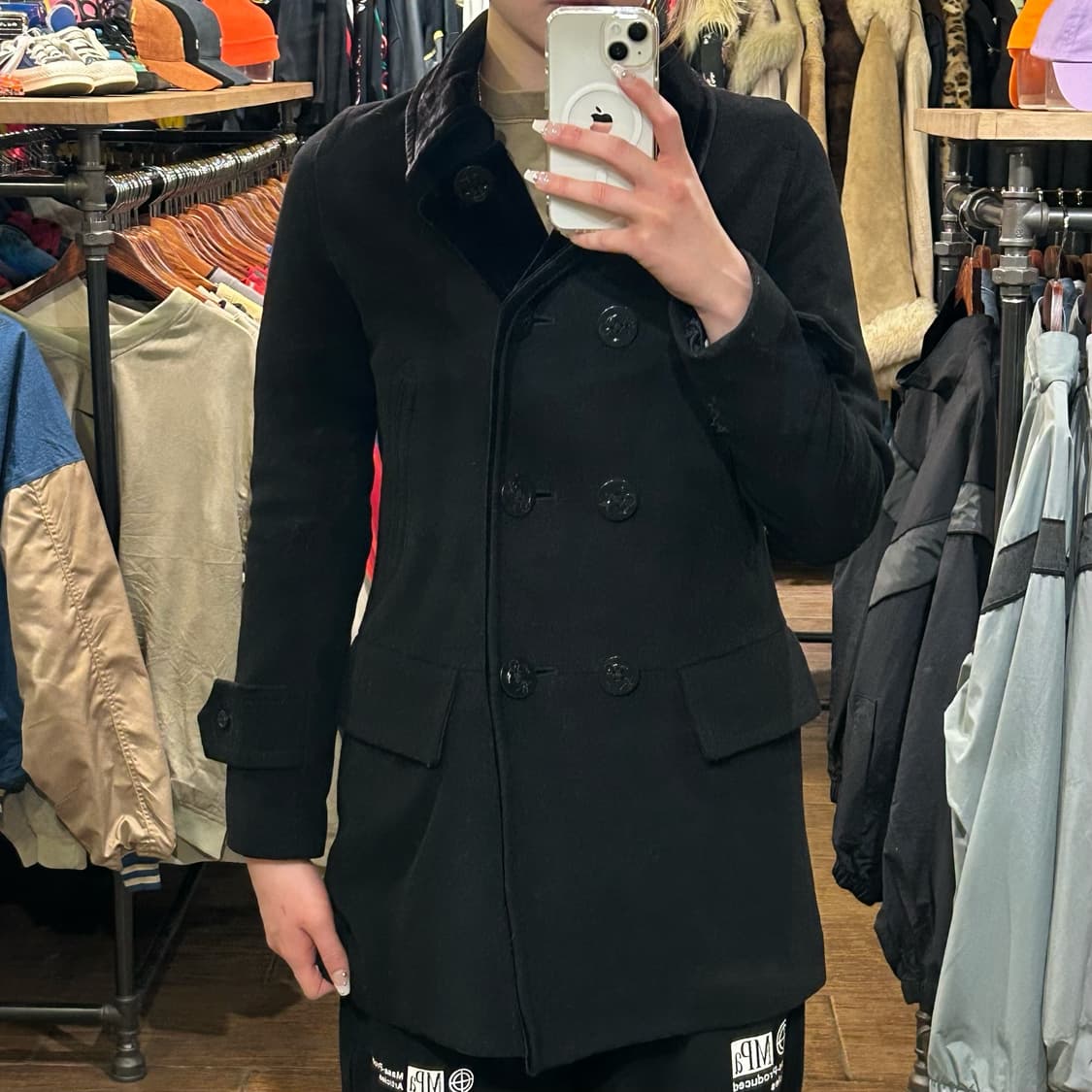 [HI]  폴로 진스 하프코트 블랙 상품이미지5