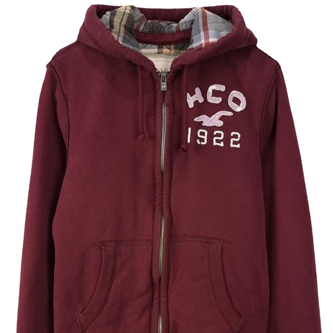 [홀리스터] Y2K 빅로고 패치 빈티지 후드 집업 버건디 M18524 상품이미지4