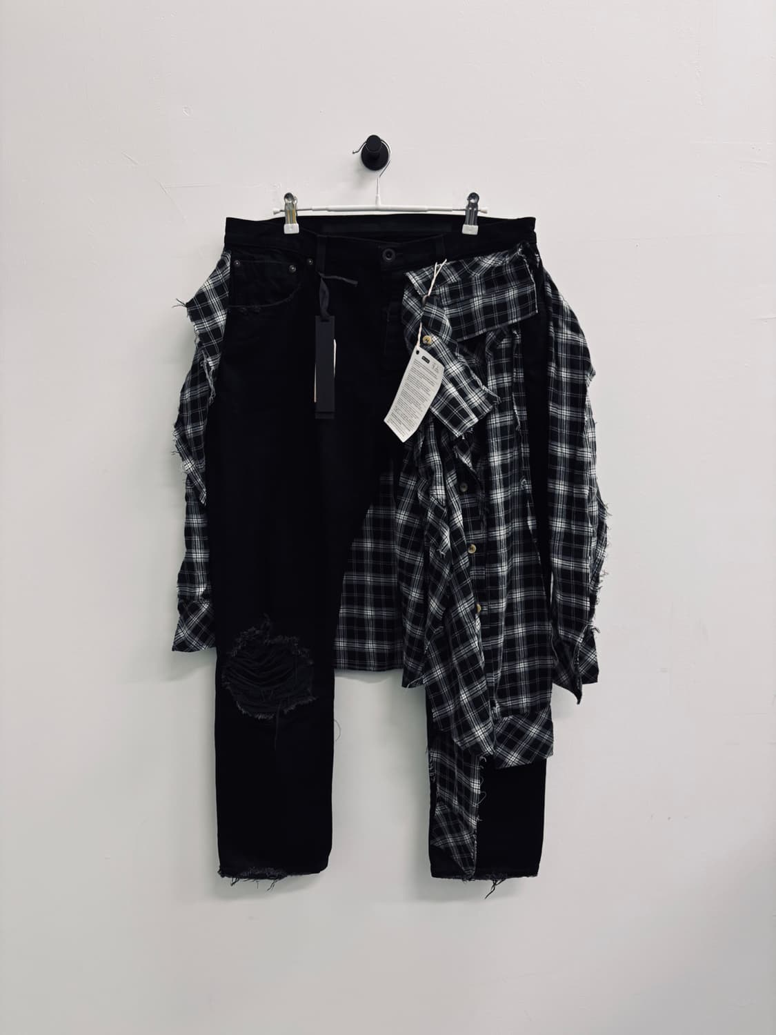 (새 상품) 벤 타버니티 언라벨 프로젝트 도킹 체크 셔츠 데님 팬츠 상품이미지1