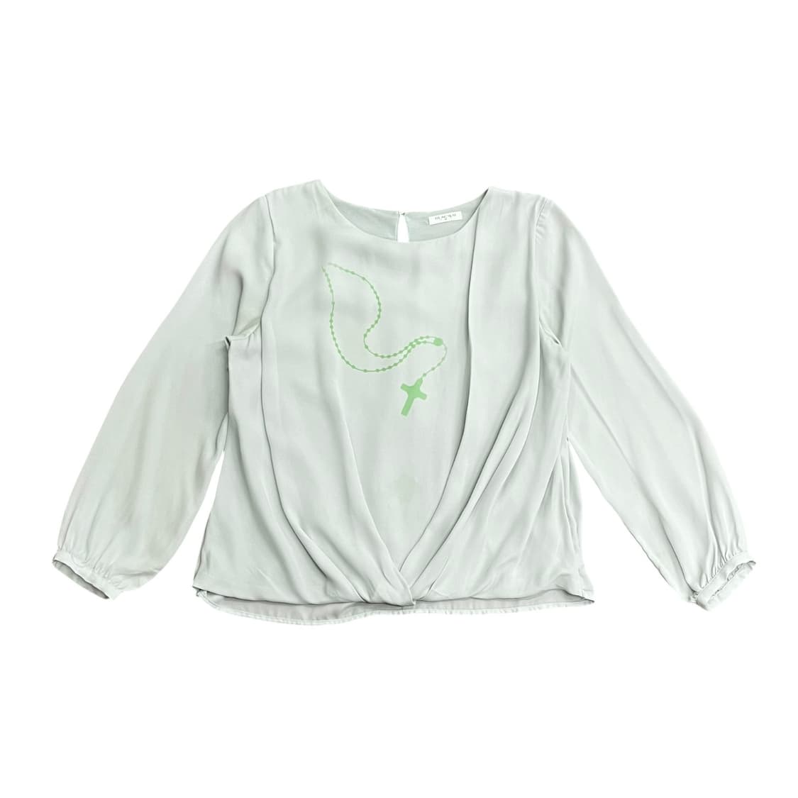 Wrap Detail Mint Loose Blouse Top 상품이미지2