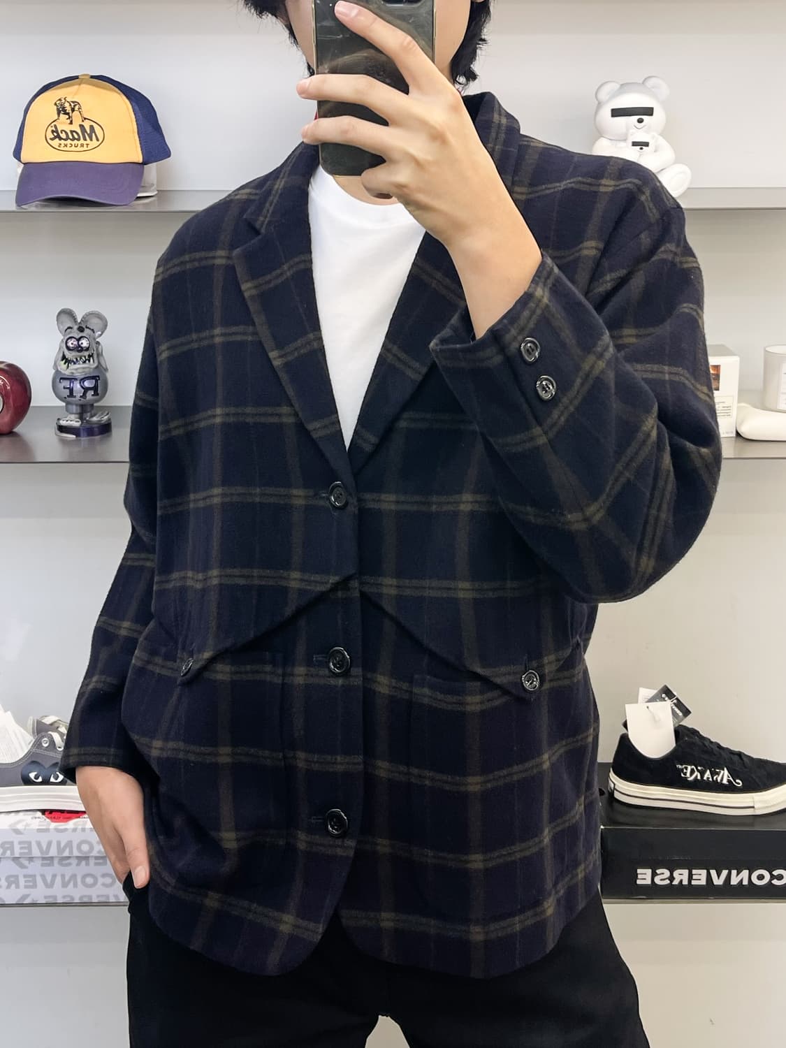 이세이미야케 하이 스포팅 기어 80s 3B 울 체크 블레이저 자켓 상품이미지2