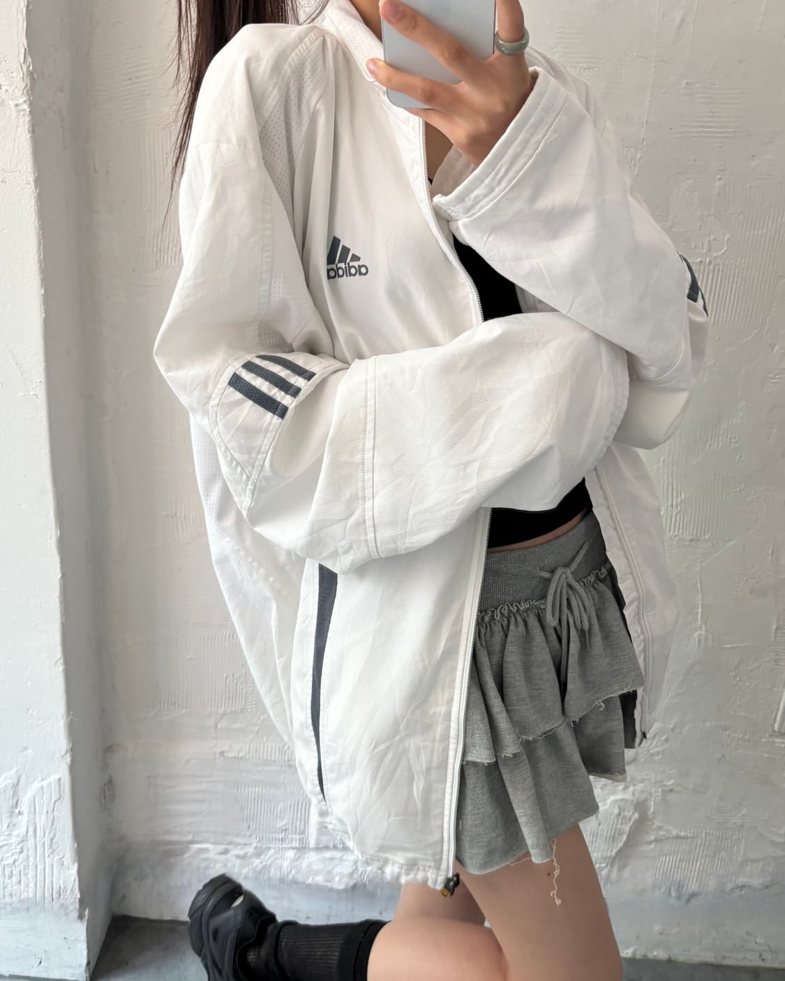 Adidas 아디다스 00’s 오리지널 화이트컬러 배색 바람막이 자켓 상품이미지8