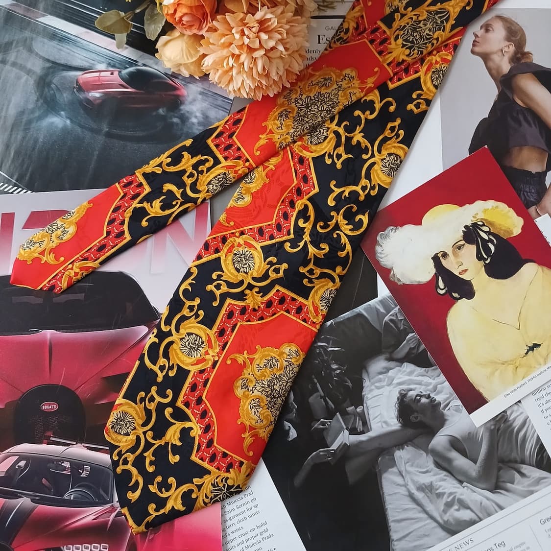 지아코모 데 세네세 실크 바로크 넥타이 9.1cm A+등급 A19098
 상품이미지2