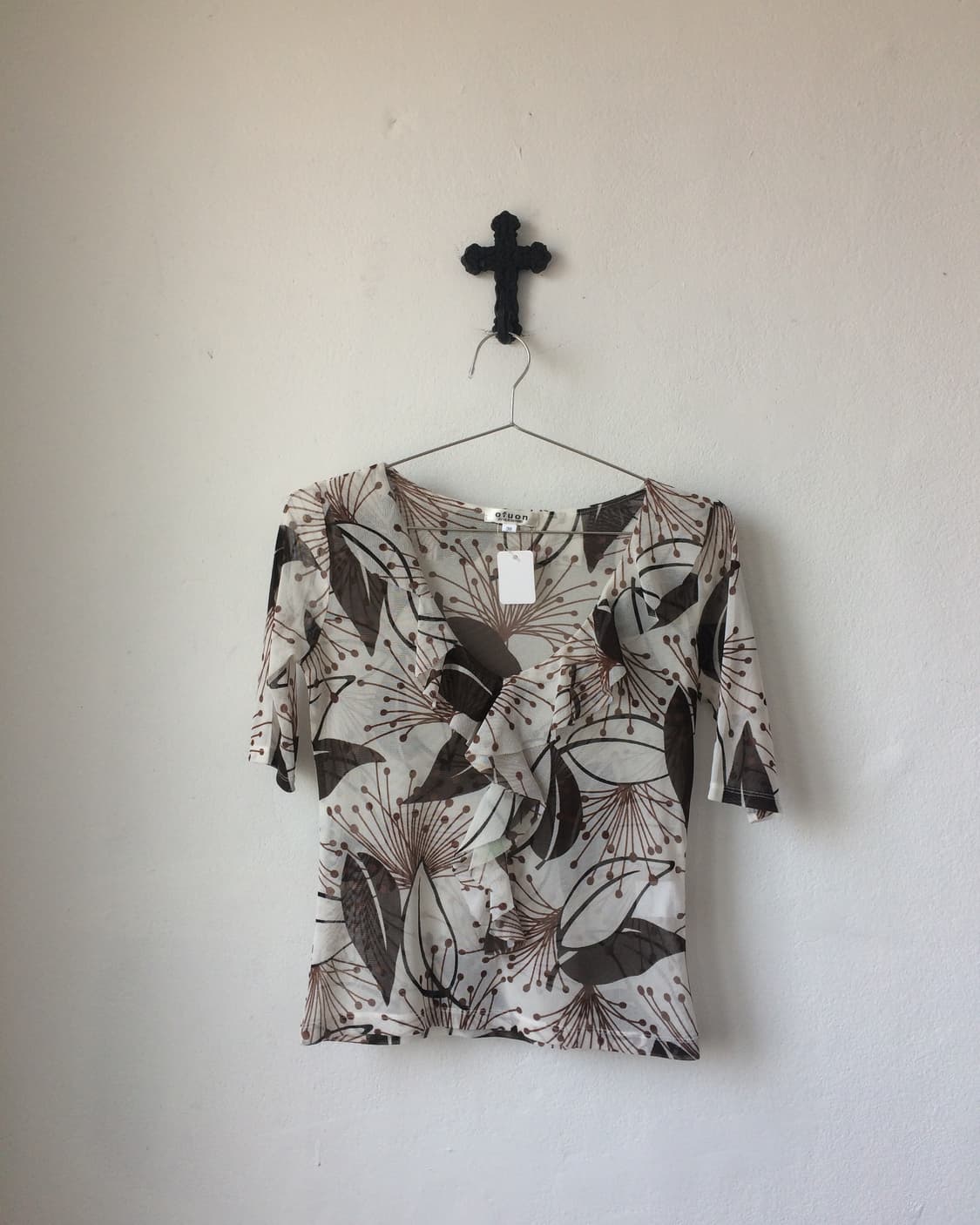 Pattern frill mesh top 상품이미지2