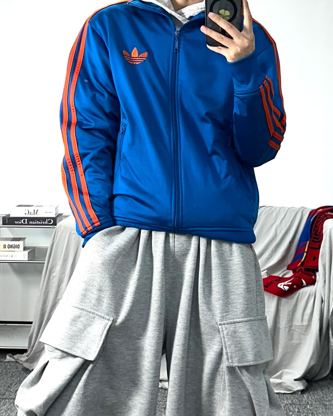 아디다스 블루 오렌지 파이어버드 트랙탑 져지 S 상품이미지3