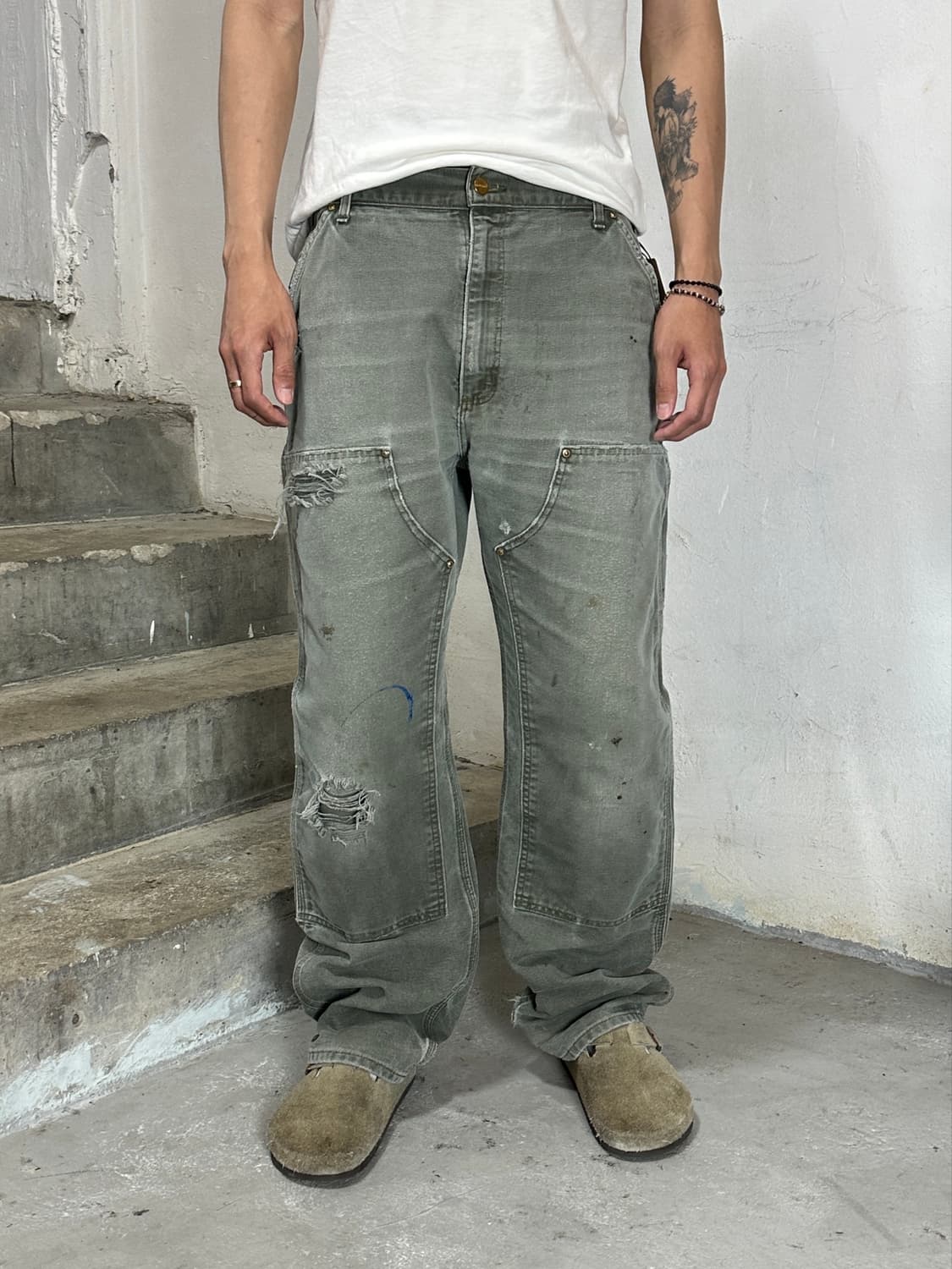 OG USA Made 칼하트 B01 더블니 팬츠 칼하트 MOS 모스그린 상품이미지1