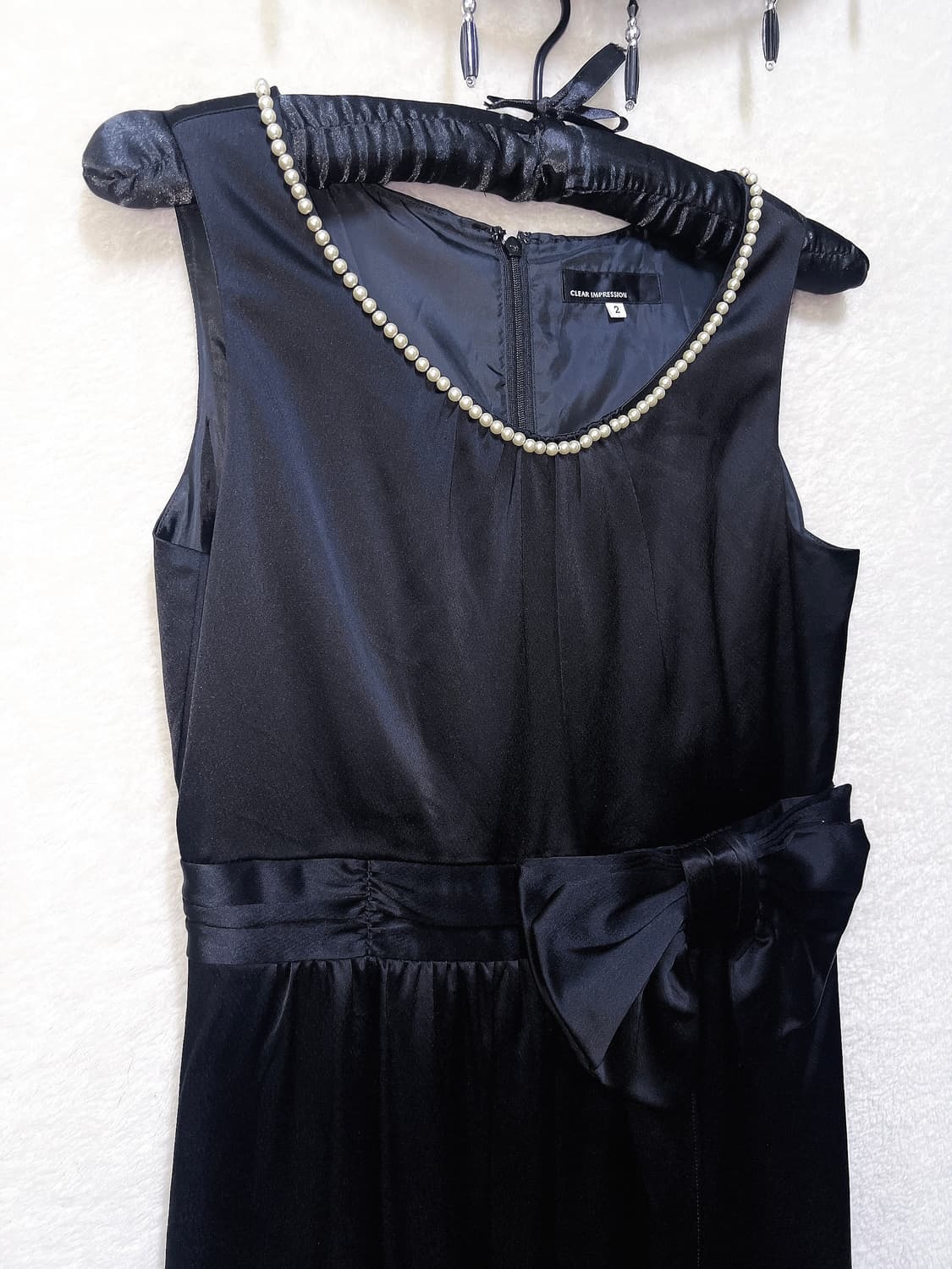 로맨틱고딕 고스 엔틱 블랙 리본 진주 미니드레스 새틴원피스 파티 히메갸루 상품이미지8