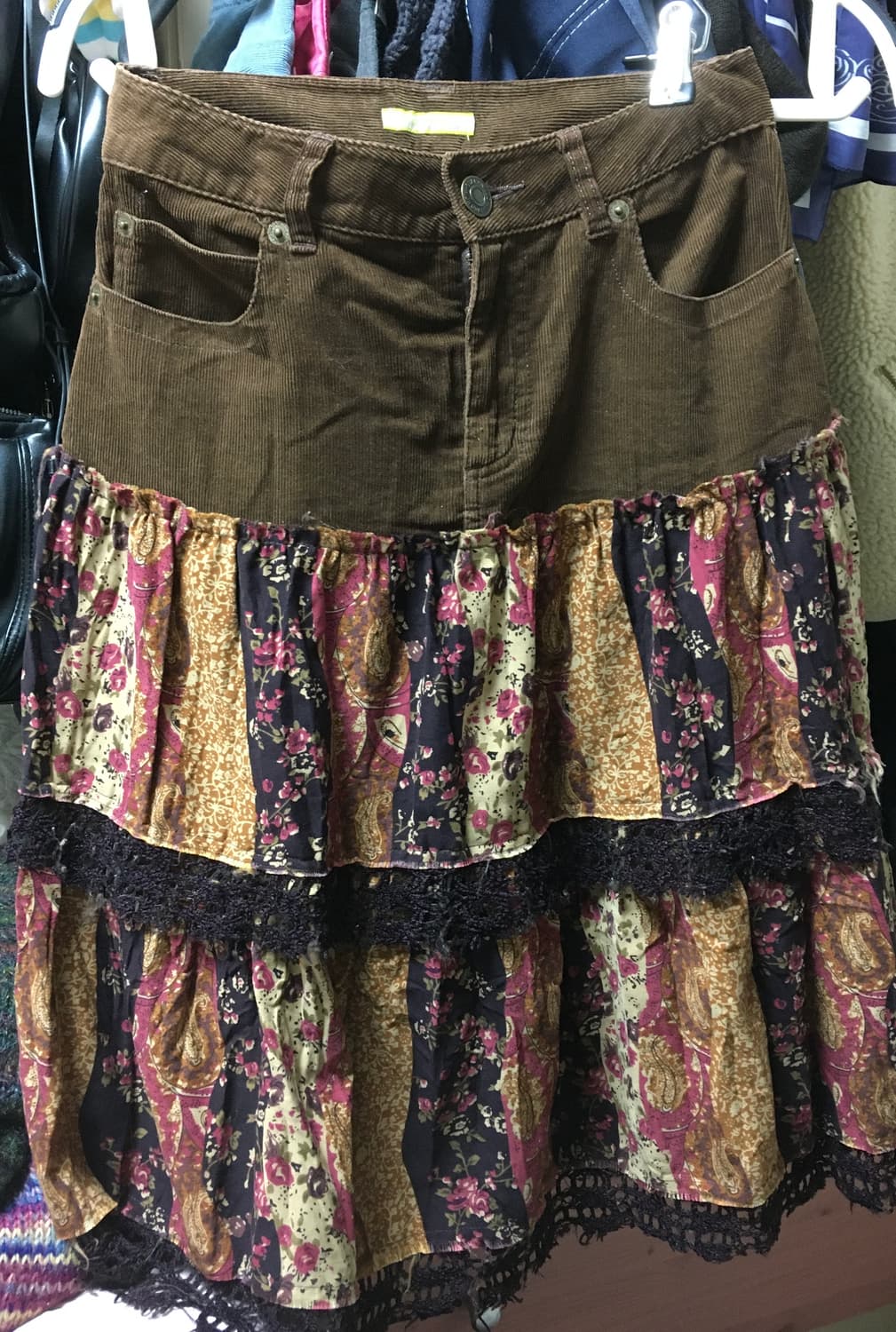 코듀로이 플라워 레이어드 스커트 상품이미지1