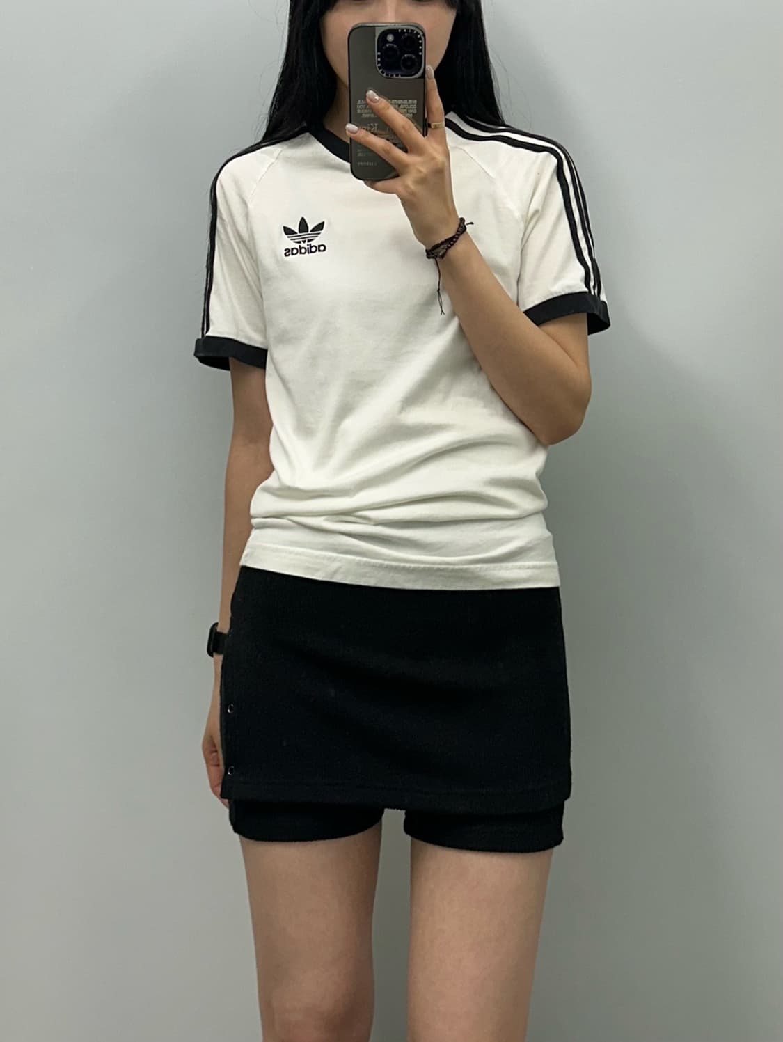 아디다스 화이트 반팔 링거 티셔츠 상품이미지1