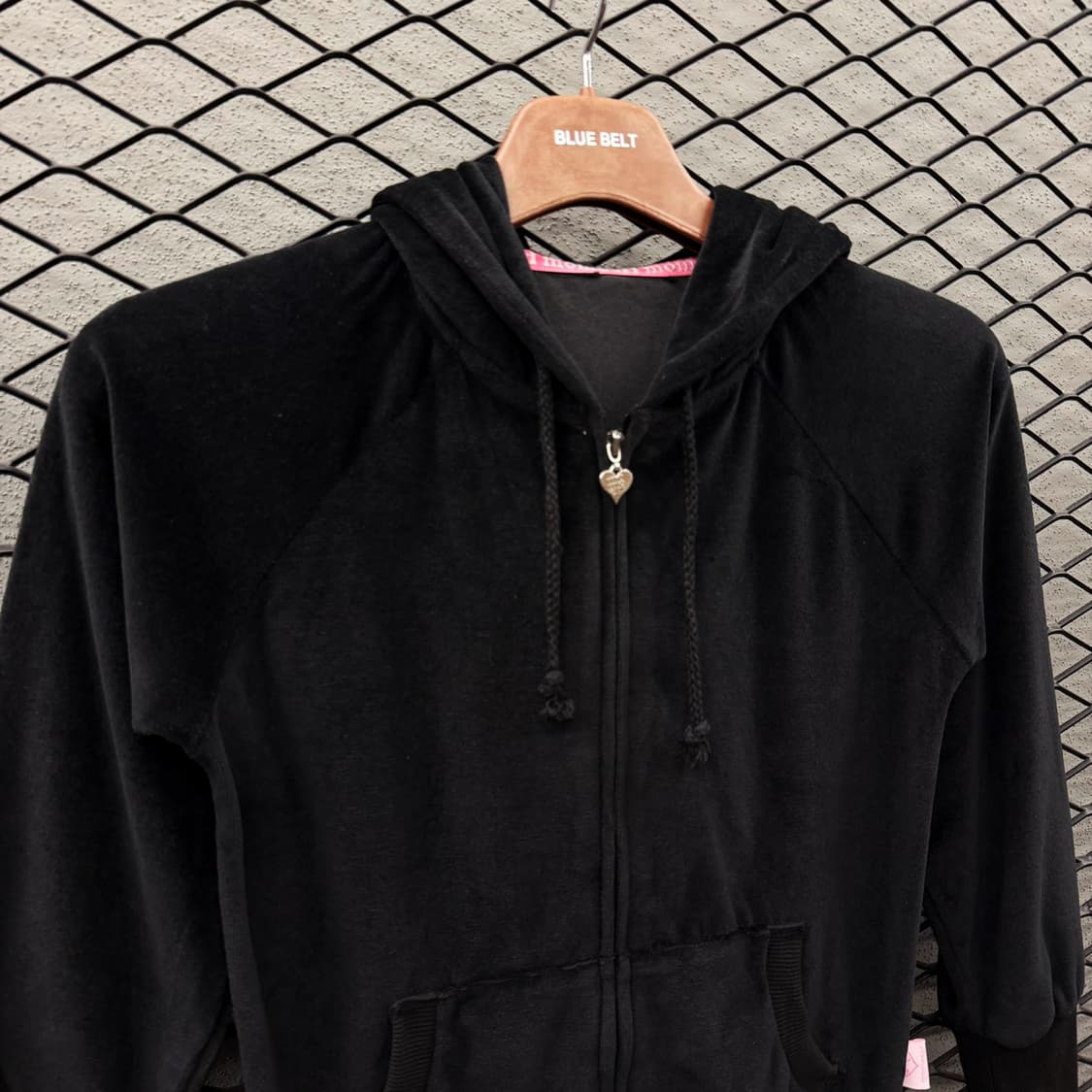 JPN VINTAGE 벨벳 크롭 후드집업 2-WAY지퍼 롱시보리 빅후드 상품이미지4