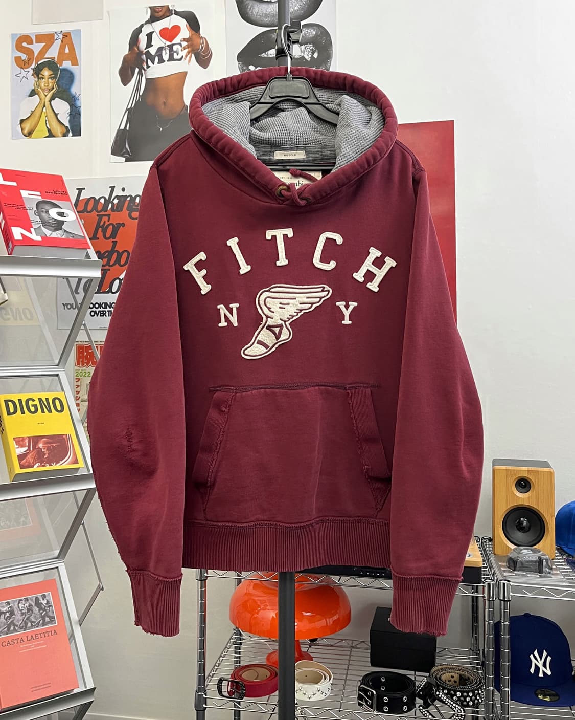 아베크롬비 FITCH 버건디 후드티 상품이미지5