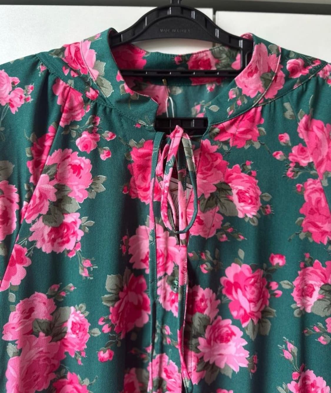 플라워 롱 원피스 그린 장미 패턴 상품이미지6