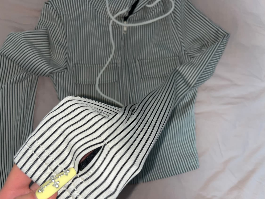 쉬인 줄무늬 후드 집업 상품이미지2