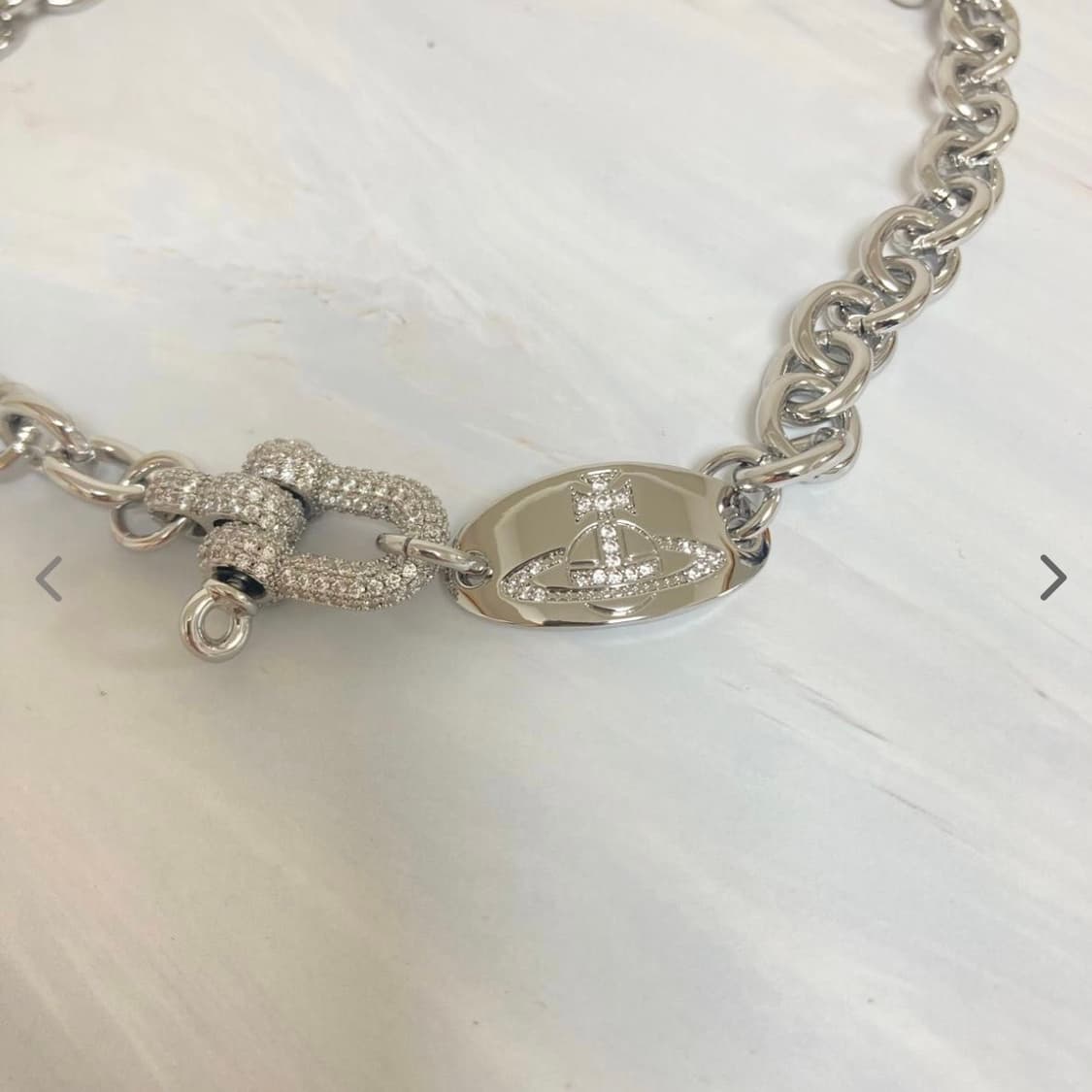 비비안웨스트우드 크리스탈 로고 orb 체인 초커 목걸이(새상품) 상품이미지4