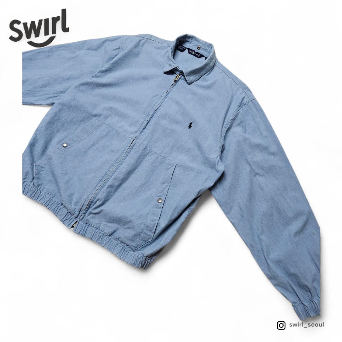 90s Polo chambray harrington jacket 상품이미지4