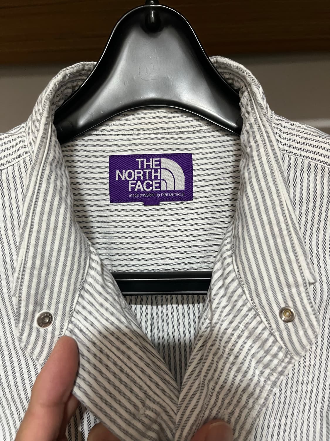 노스페이스 퍼플라벨 버튼 다운 스트라이프 필드 셔츠 아스팔트 그레이 XL 상품이미지2