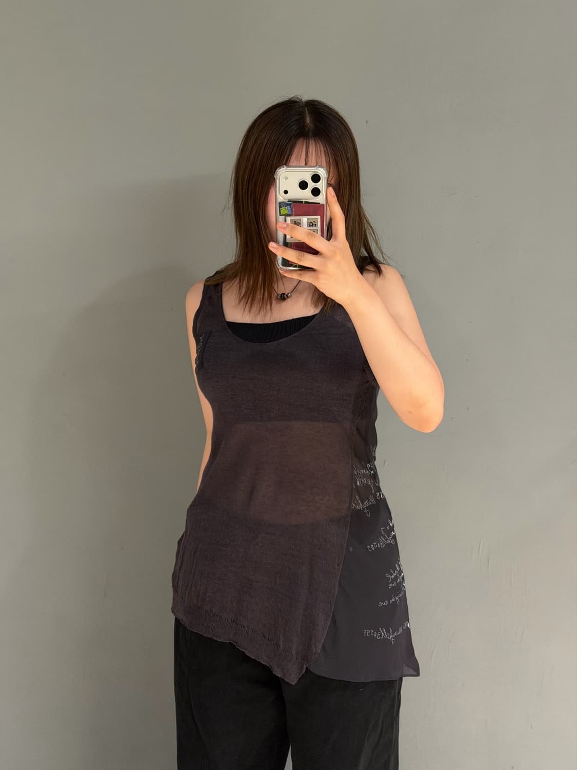 unbalance shape sheer sleeveless 상품이미지2