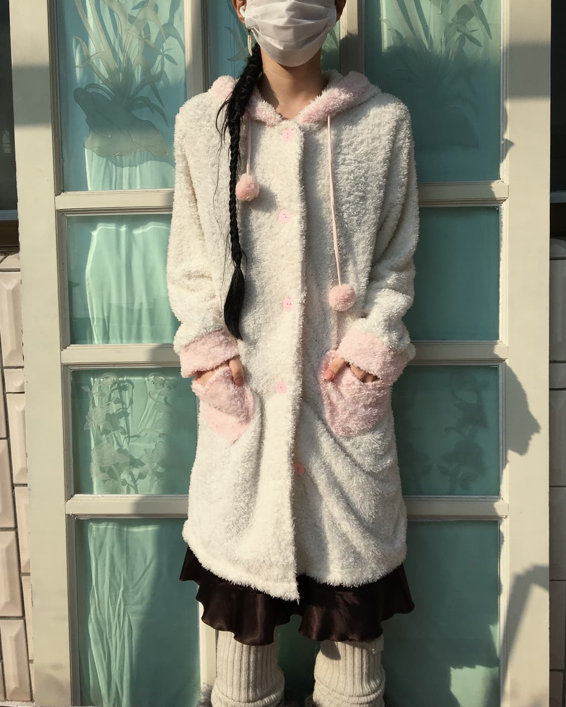 Pom pom fleece hood cardigan 상품이미지1