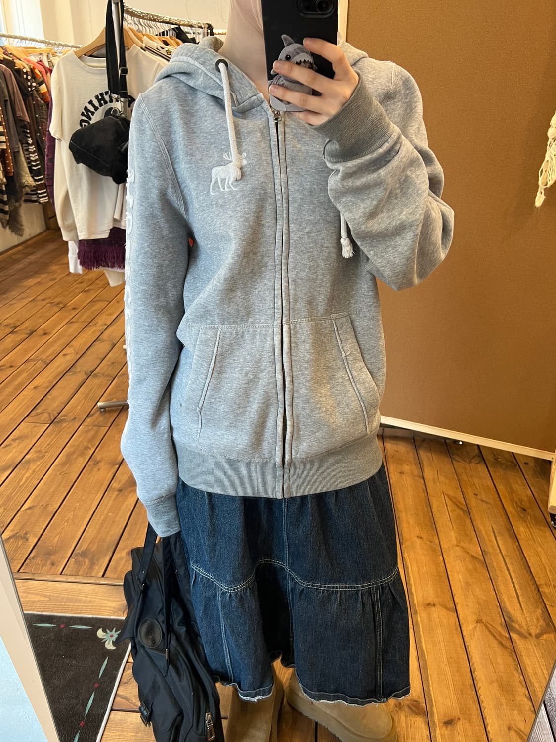 아베크롬비 그레이 로고 후드집업  상품이미지5