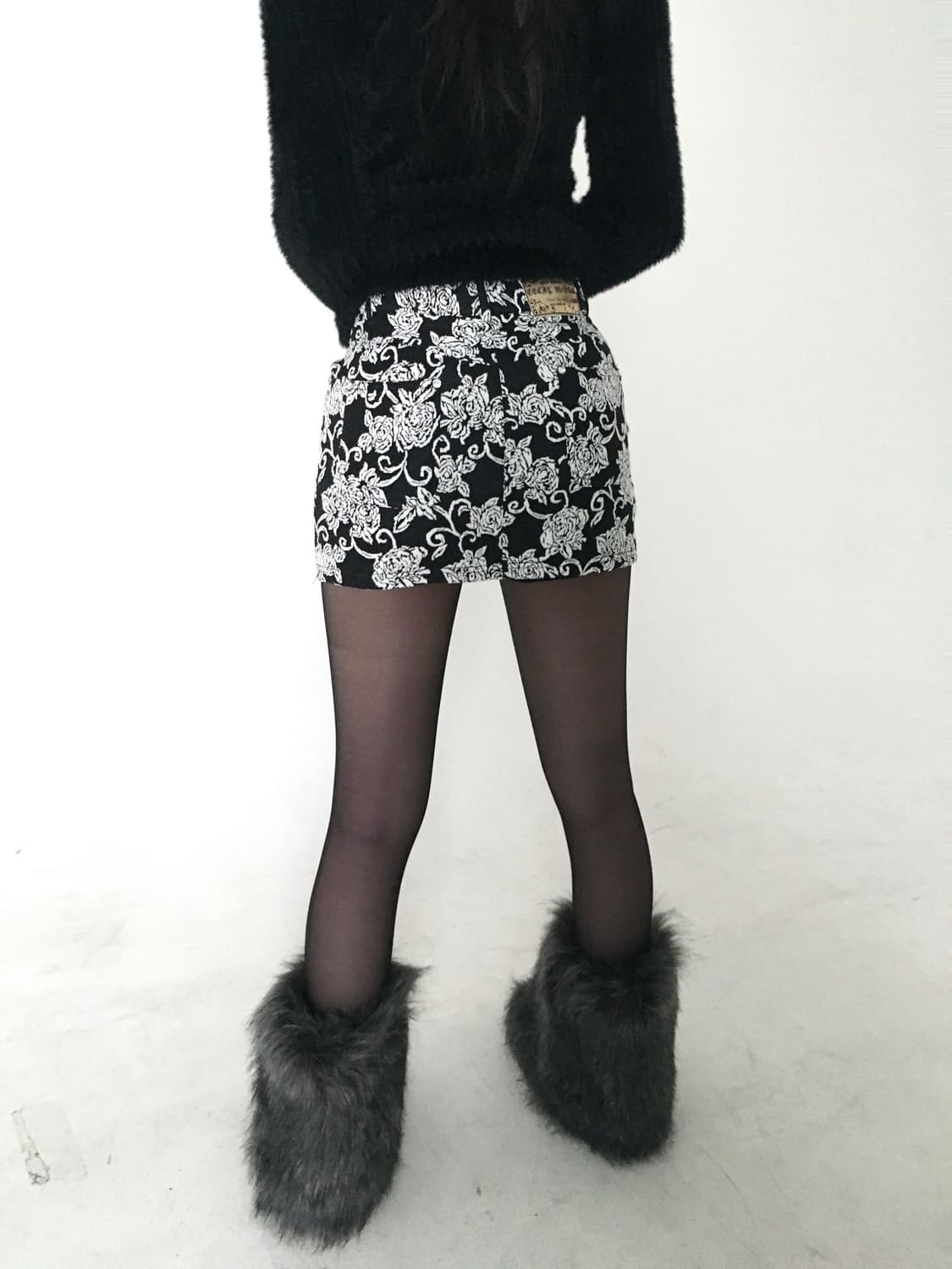 Cecilmcbee black jacquard mini skirt  상품이미지1
