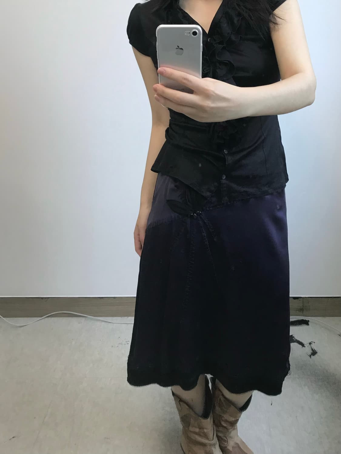 알베르타 페레티 실크 코사지 스커트 상품이미지2