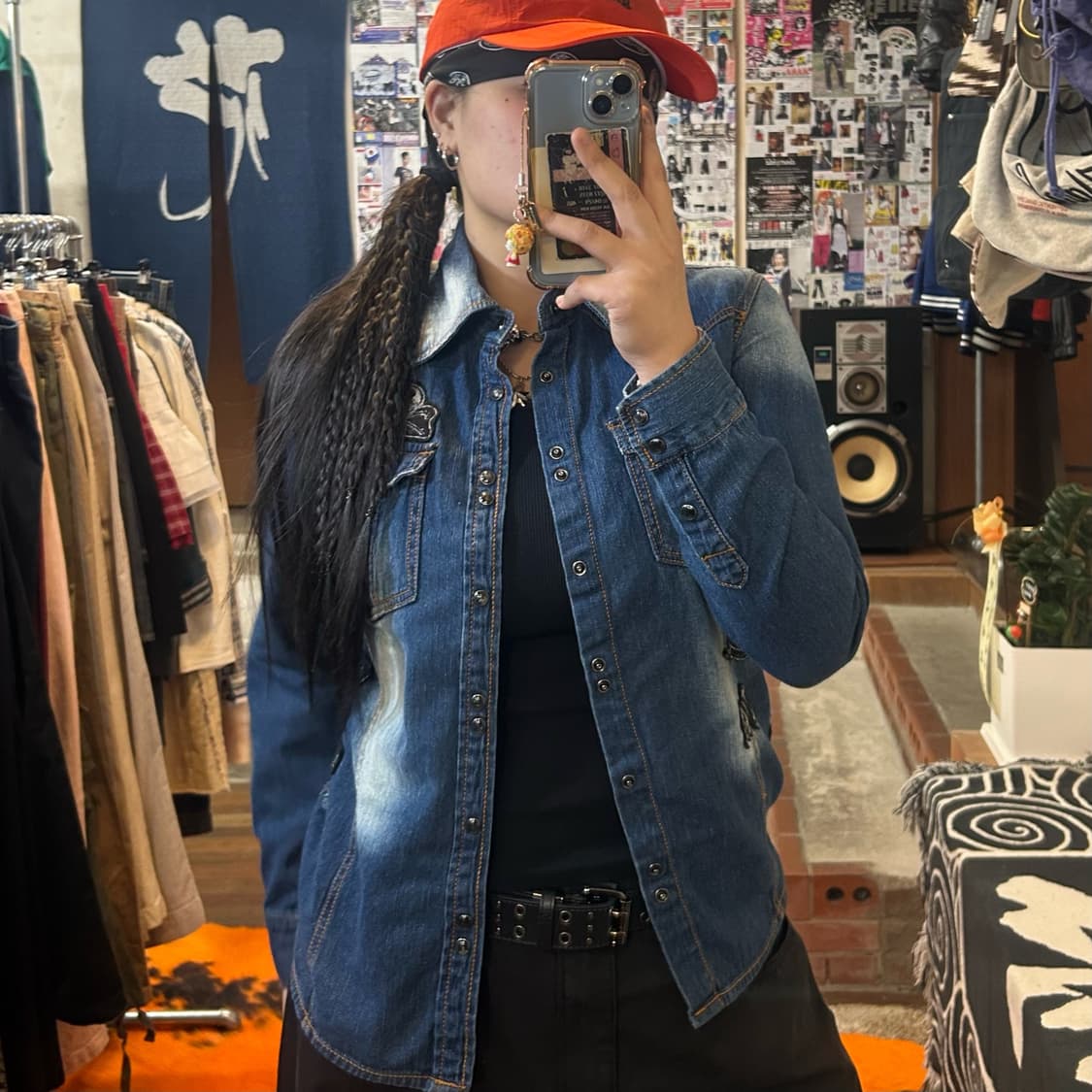 JPN 인디에틱 펑크 패치 데님 셔츠 상품이미지2